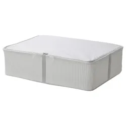IKEA HEMMAFIXARE (705.039.17) контейнер для одягу / постільної білизни, смугаста тканина / біла / сіра