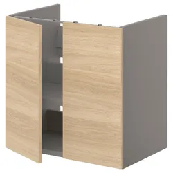 IKEA ENHET (893.224.17) умывальник с пол/дверью, серый / имитация дуб