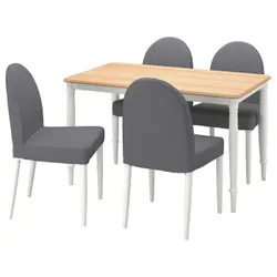 IKEA DANDERYD / DANDERYD(894.839.43) стол и 4 стула, шпон дуба белый / Виссле серый