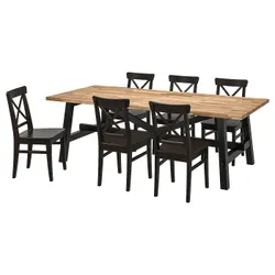 IKEA SKOGSTA / INGOLF(094.826.93) стол и 6 стульев, акация / черный