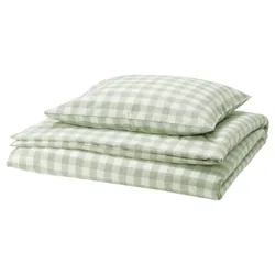 IKEA EKTANDVINGE(905.854.22) воздуховоды и наволочка, бледно-серо-зеленый белый/клетчат