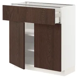 IKEA METOD / MAXIMERA(094.698.23) верхний ящик / 2 двери, белый / синарп коричневый