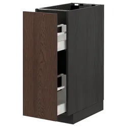 IKEA METOD / MAXIMERA(494.056.88) нижня шафа / висувні внутрішні кріплення, чорний / Sinarp коричневий