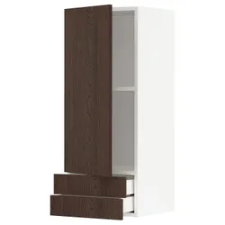 IKEA METOD / MAXIMERA(194.683.33) навесной шкаф, дверь/2 ящика, белый/синарп коричневый