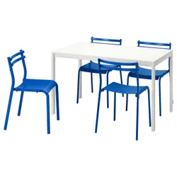 IKEA MELLTORP / GENESÖN(795.363.48) стіл та 4 стільці, білий/синій металік