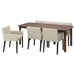 IKEA STRANDTORP / MÅRENÄS(295.188.27) стол и 6 стульев, коричневый/черный Gunnared бежевый
