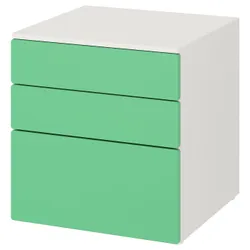 IKEA SMÅSTAD / PLATSA(893.875.69) комод, 3 ящика, белый / зеленый