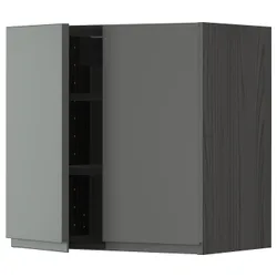IKEA METOD(694.606.45) навісна шафа з полицями / 2 двер, чорний / Voxtorp темно-сірий