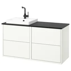 IKEA HAVBÄCK / ORRSJÖN(095.285.11) шафа для умивальника/умивальник/змішувач, імітація білого/чорного мармуру