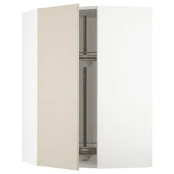 IKEA METOD(694.265.38) угловой навесной шкаф с каруселью, белый/Хавсторп бежевый