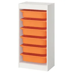 IKEA TROFAST(596.066.91) Полка с контейнерами, белый/светло -оранжевый