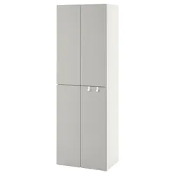 IKEA SMÅSTAD(393.908.85) гардероб, белый серый / с 2 платяными штангами
