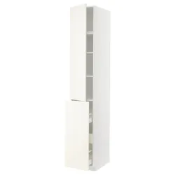 IKEA METOD / MAXIMERA(595.074.22) шкаф высокий 3сзу/1д/2пол, белый/Вальстена белый