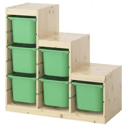 IKEA TROFAST(995.734.67) Полиця з контейнерами, легка сосна, пофарбована в білий/яскраво -зелений