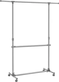 Вішалка для одягу Songmics, металева, сіра, 101-163 x 49 x 113-198 см