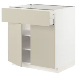 IKEA METOD / MAXIMERA(394.627.35) верхний ящик / 2 двери, белый / Хавсторп бежевый