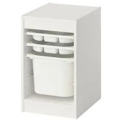 IKEA TROFAST(995.732.45) Полка с контейнером/подносами, белый/белый