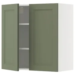 IKEA METOD(995.184.66) настінна шафа з полками/2 двері, Biały/axstad gria -green