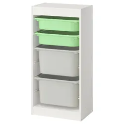 IKEA TROFAST(195.751.87) Полиця з контейнерами, Біло -світло -зелений/сірий