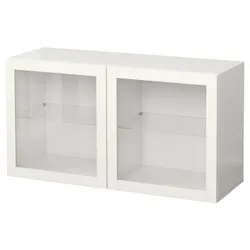 IKEA BESTÅ(094.408.01) сочетание навесных шкафов, белый / Синдвик прозрачное стекло