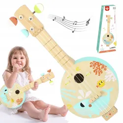БАНДЖО УКУЛЕЛЕ ДЕРЕВЯННАЯ ГИТАРА МУЗЫКАЛЬНЫЙ ИНСТРУМЕНТ СТРУНЫ TooKY TOY