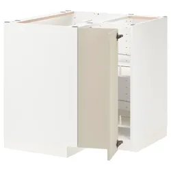 IKEA METOD(294.264.51) угловой шкаф с каруселью, белый / Хавсторп бежевый