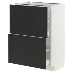 IKEA METOD / MAXIMERA(194.988.82) нижний шкаф с 2 ящиками, белый/Nickebo матовый антрацит
