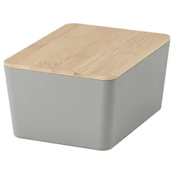 IKEA KUGGIS(095.968.16) Контейнер с крышкой, светло -серый/бамбук