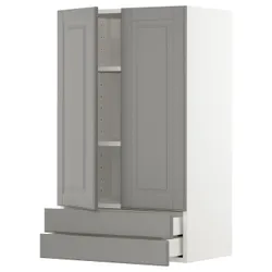 IKEA METOD / MAXIMERA(494.588.94) шафа, 2 двері / 2 ящика, білий/Bodbyn сірий