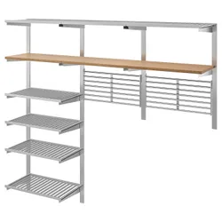 IKEA KUNGSFORS(493.083.62) підвісна рейка з полицями / сітка, нержавіюча сталь/зола