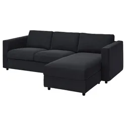 IKEA VIMLE (093.991.42) 3-місний диван з шезлонгом, Саксемара чорно-блакитна