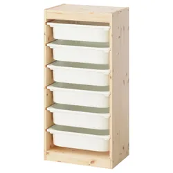 IKEA TROFAST(296.066.97) Полка с контейнерами, светлая сосна, окрашенная белой/белой