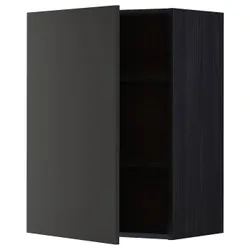 IKEA METOD(394.976.31) навісна шафа з полицями, чорний/матовий антрацит Nickebo