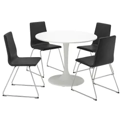 IKEA DOCKSTA / LILLÅNÄS(594.951.17) стол и 4 стула, белый/хром Бомстад черный