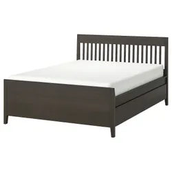 IKEA IDANÄS(593.922.23) каркас кровати с выдвижными ящиками, темно-коричневый / Лейрсунн