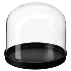 IKEA SKÖNJA  Стеклянный купол с основанием, прозрачное / черное стекло (004.976.89)