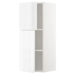 IKEA METOD(094.647.07) навісна шафа з полицями / 2 двер, білий/Voxtorp глянцевий/білий