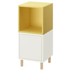 IKEA EKET(295.217.16) комбинация шкафов с ножками, белый бледно-желтый/дерево