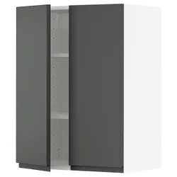 IKEA METOD(394.616.46) навісна шафа з полицями / 2 двер, білий / Voxtorp темно-сірий