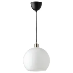 IKEA JÄRPLIDEN  Подвесной светильник, белое стекло / никелированный (204.996.06)
