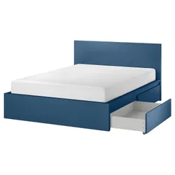 IKEA MALM(495.599.87) Каркас кровати с 4 контейнерами, синий