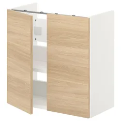 IKEA ENHET(993.236.47) умывальник с пол/дверью, белый / имитация дуб