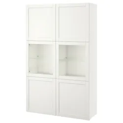 IKEA BESTÅ(190.594.39) книжный шкаф / стеклянная дверь, белый Hanviken / Sindvik белый прозрачное стекло