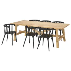 IKEA MÖCKELBY / IKEA PS 2012(991.317.90) стол и 6 стульев, дуб / черный