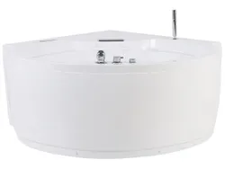 LED кутова ванна з гідромасажем і Bluetooth колонкою біла MILANO