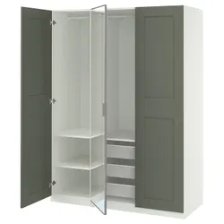 IKEA PAX / KAMMARTORP/GRIMO(995.792.47) Комбінація гардеробу, біле/сірі -зелене дзеркало
