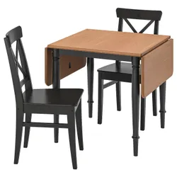 IKEA DANDERYD / INGOLF(594.783.92) стол и 2 стула, сосна черная / черная