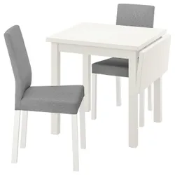 IKEA NORDVIKEN / KÄTTIL  Стол и 2 стула, белый / Knisa светло-серый (094.288.04)