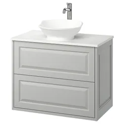 IKEA TÄNNFORSEN / VÄSTERSJÖN(595.683.16) Шафи для вимивання ящиками/миттям/акумулятором, світло -сірий/білий імітація мармуру