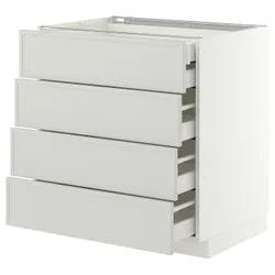 IKEA METOD / MAXIMERA(996.046.33) сз стж 4фр/2н/3ср сз, белый/Аспудден светло-серый